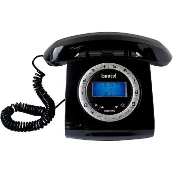 Beetel M73 Caller ID Corded Landline Phone with 16 Digit LCD Display, Retro Design, Alphanumeric Keypad, 2-Way Speaker Phone, Adjustable Ringing (White & Red)(M73)