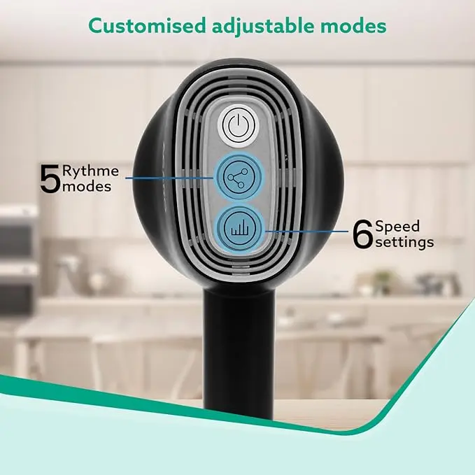 AGARO Alpha Rechargeable Handheld Body Massager With Interchangeable 8 Massage Heads 33625 Massager (Black)