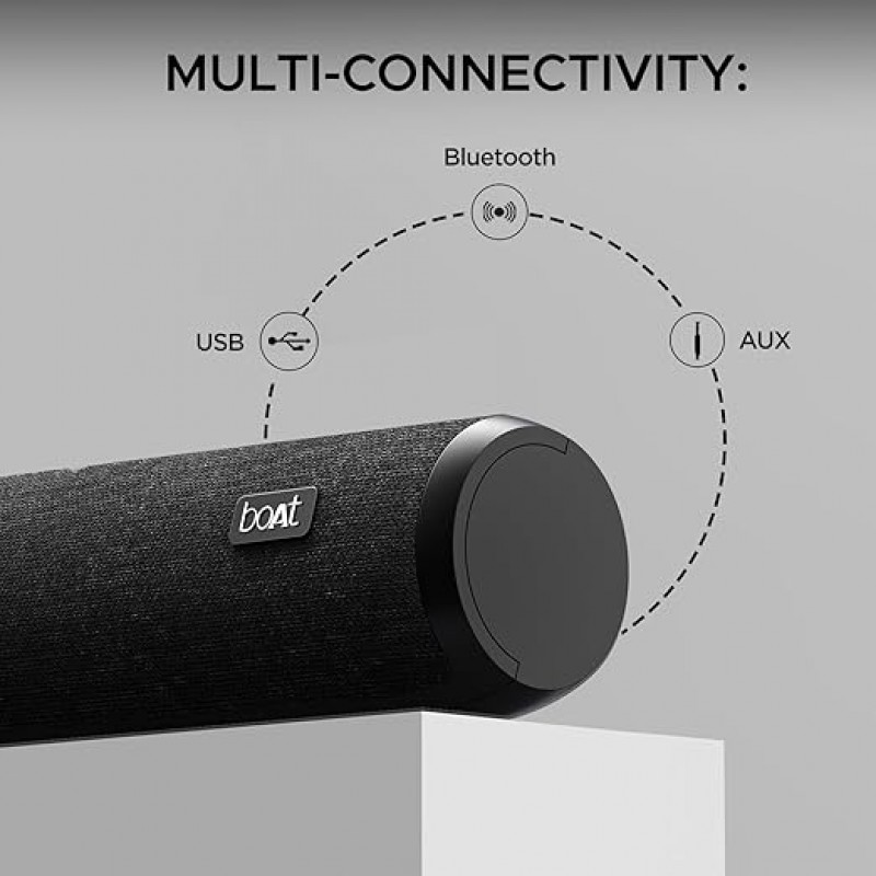 boAt Aavante Bar 600, 25W Signature Sound, 2.0 CH with Dual Passive Radiators, 7 HRS Battery, Multi Connectivity, Bluetooth Sound Bar, Soundbar Speaker (Jade Black) boAt Aavante Bar 600, 25W Signature Sound, 2.0 CH with Dual Passive Radiators, 7 HRS Battery, Multi Connectivity, Bluetooth Sound Bar, Soundbar Speaker (Jade Black)