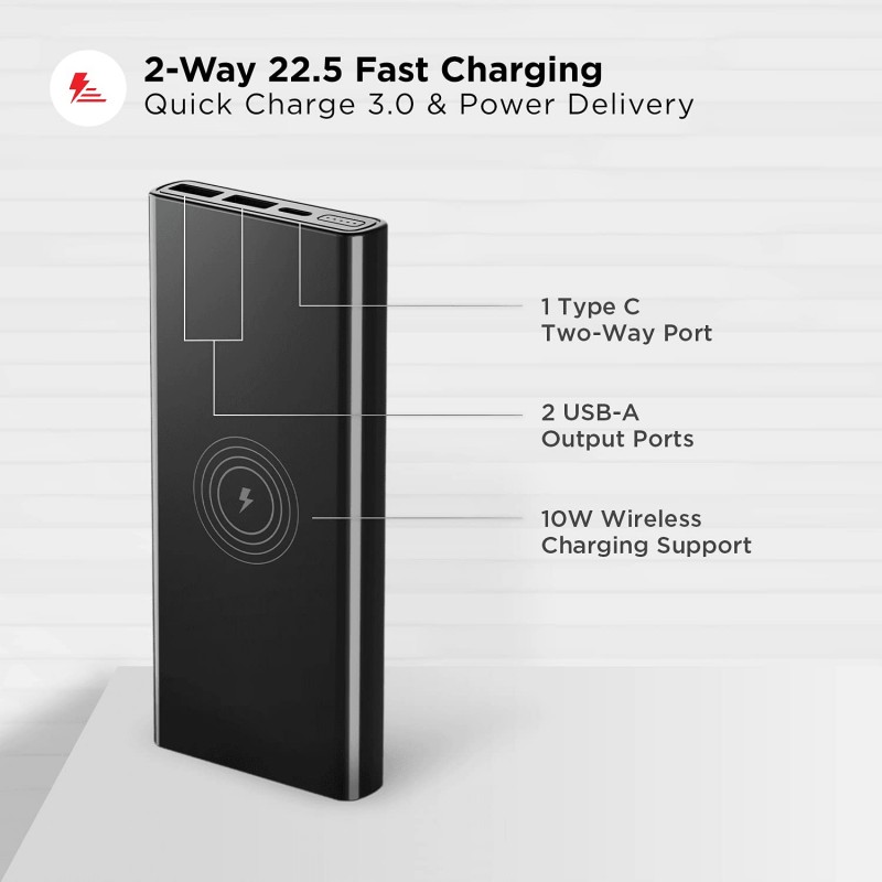 boAt Energyshroom PB500 Wireless Power Bank(Carbon Black) boAt Energyshroom PB500 Wireless Power Bank(Carbon Black)