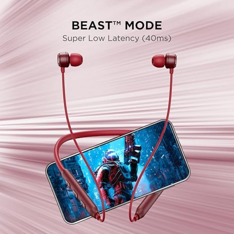 boAt Rockerz 195 Pro Bluetooth Wireless in Ear Neckband W/Up to 20 Hrs Playtime, Enx Tech, Integrated Controls, BT V5.3 W/Dual Pairing, 40 Ms Low Latency Beast Mode, ASAP Charge(Maroon Maverick) boAt Rockerz 195 Pro Bluetooth Wireless in Ear Neckband W/Up to 20 Hrs Playtime, Enx Tech, Integrated Controls, BT V5.3 W/Dual Pairing, 40 Ms Low Latency Beast Mode, ASAP Charge(Maroon Maverick)