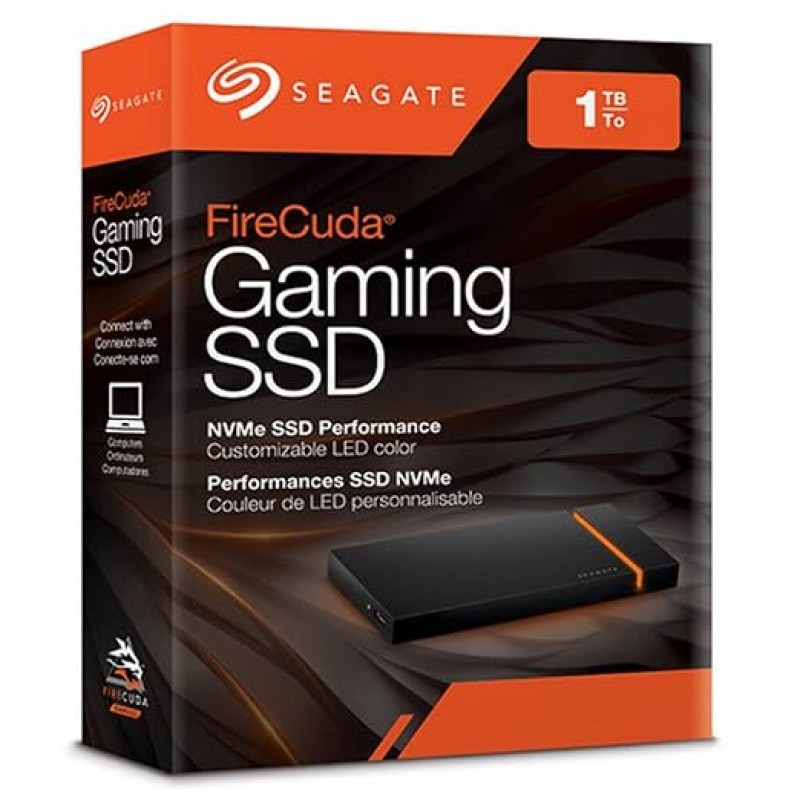 Seagate Firecuda Gaming SSD 1TB External Solid State Drive – USB-C USB 3.2 Gen 2x2 with NVMe for PC Laptop (STJP1000400)