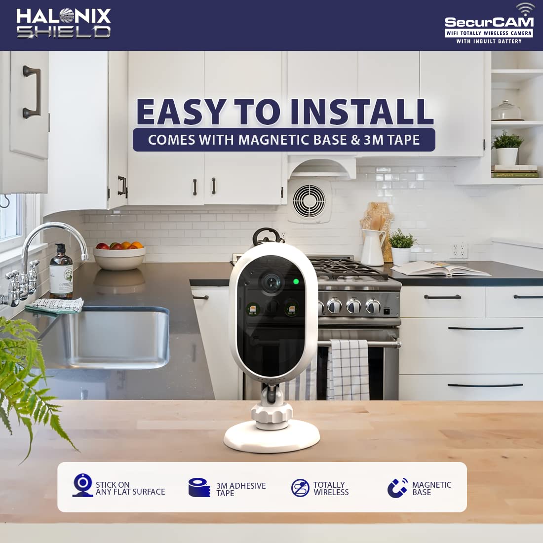 Halonix SecurCAM Wireless 3MP 3K Pro HD Wi-Fi Smart Home Security Dome Camera