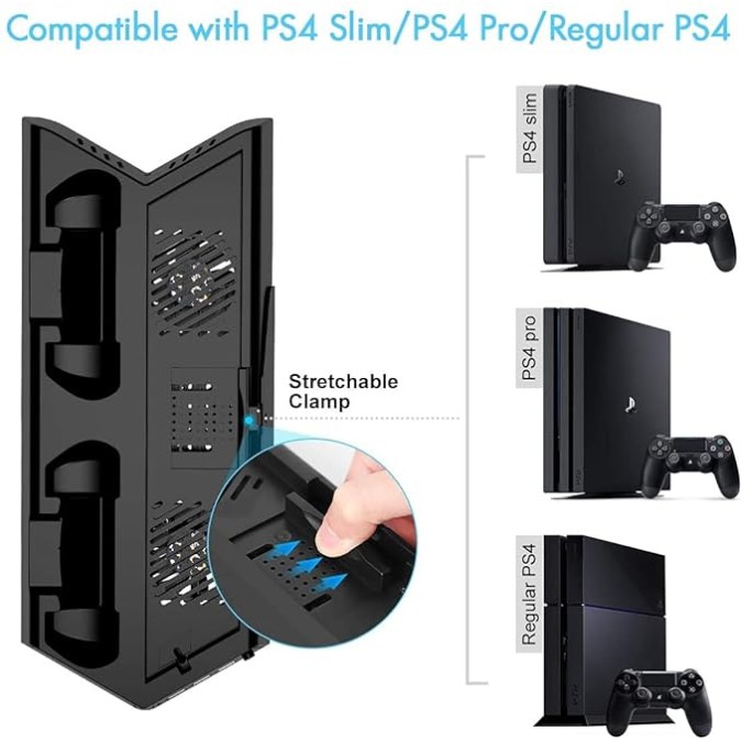 New World Universal Vertical Stand for PS4 Slim Pro Regular Playstation 4, Controller