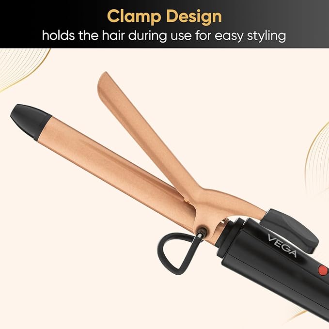 VEGA Ease Curl 19 mm Barrel Hair Curler With Ceramic Coated Plates, (VHCH-01), Beige VEGA Ease Curl 19 mm Barrel Hair Curler With Ceramic Coated Plates, (VHCH-01), Beige