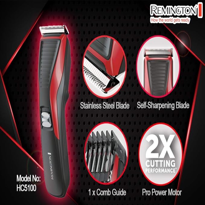 Remington Hair Clipper My Groom,(HC5100), Red/Black 