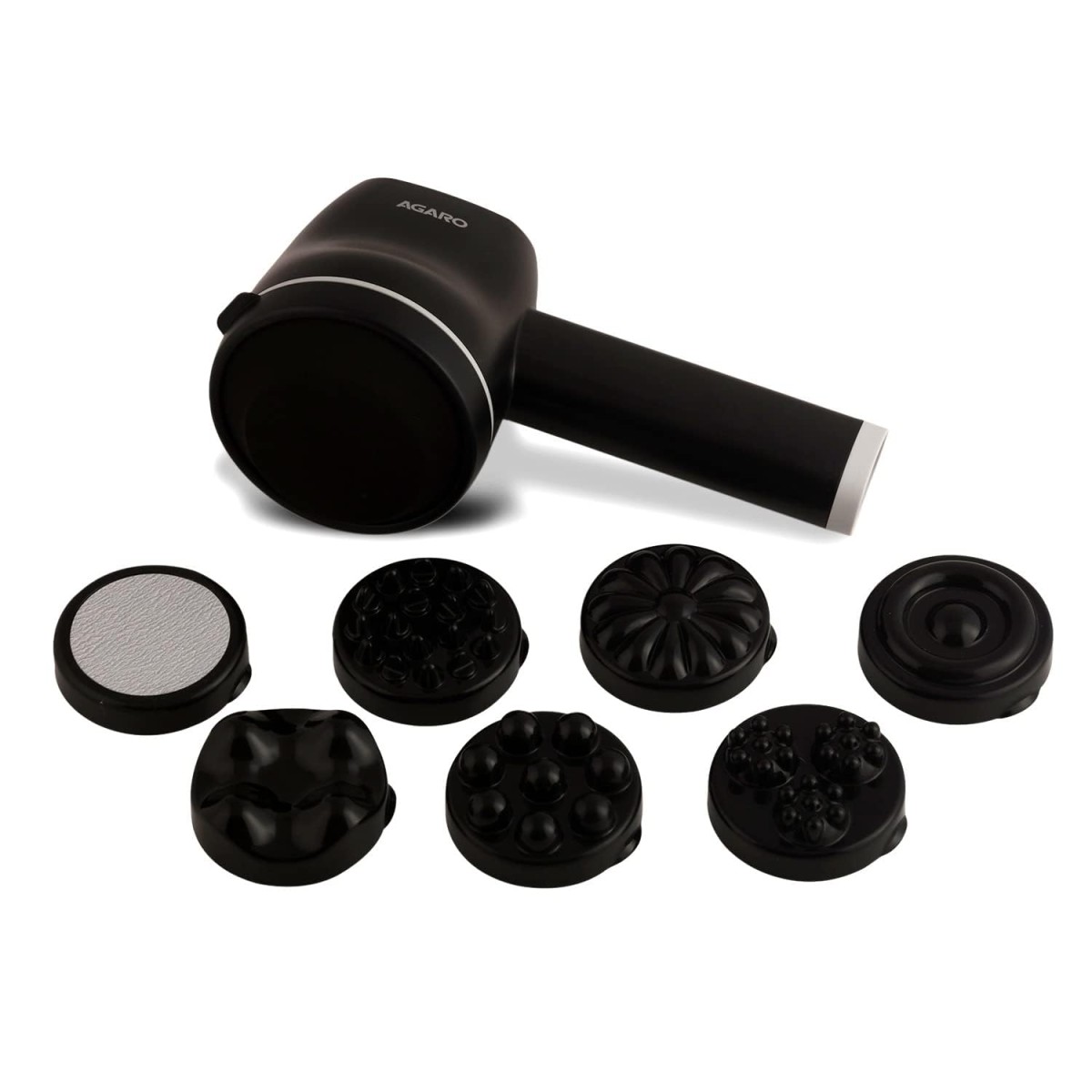 AGARO Alpha Rechargeable Handheld Body Massager With Interchangeable 8 Massage Heads 33625 Massager (Black)
