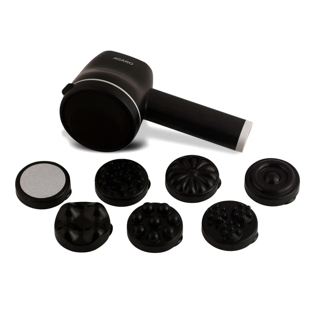AGARO Alpha Rechargeable Handheld Body Massager With Interchangeable 8 Massage Heads 33625 Massager (Black)