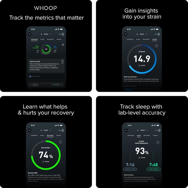 WHOOP 4.0 with 12 Month Subscription- Wearable Health Fitness & Activity Tracker- Continuous Monitoring, Performance Optimization, Heart Rate Tracking, Improve Sleep, Strain, Recovery, Wellness, Black WHOOP 4.0 with 12 Month Subscription- Wearable Health Fitness & Activity Tracker- Continuous Monitoring, Performance Optimization, Heart Rate Tracking, Improve Sleep, Strain, Recovery, Wellness, Black