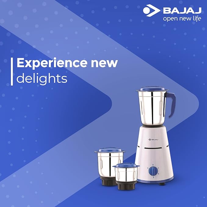 Bajaj Pluto Mixer Grinder, 500W, 3 Jars (White) Bajaj Pluto Mixer Grinder, 500W, 3 Jars (White)
