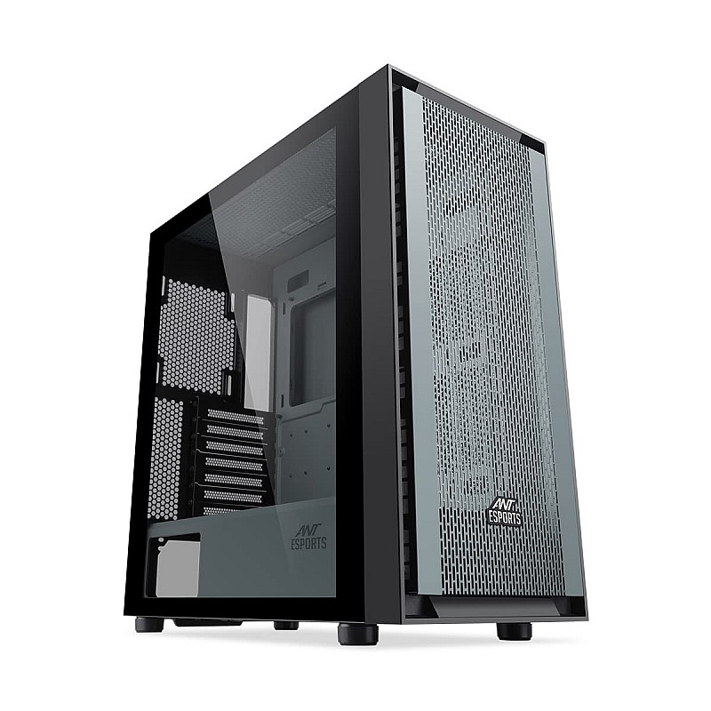 Ant Esports 690 Air Mid- Tower Computer Case / Gaming Cabinet - Black / Grey | Supports E-ATX, ATX, Micro-ATX, Mini-ITX | Pre-Installed 3 x 120mm ARGB