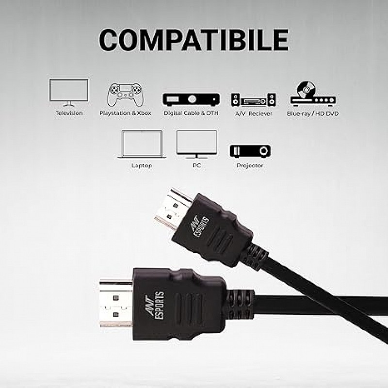 Ant Esports AEH0105 HDMI Cable 4K High-Speed HDMI Cord 18Gbps with Ethernet Support 4K 60Hz Compatible with Windows,Apple,UHD TV, Monitor, Computer,Xbox 360,PS5 PS4, Blu-ray, and More -1.5 Meter-Black