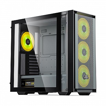 Ant Esports 690 Air Mid- Tower Computer Case / Gaming Cabinet - Black / Grey | Supports E-ATX, ATX, Micro-ATX, Mini-ITX | Pre-Installed 3 x 120mm ARGB