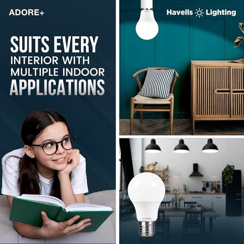 Havells 9w LED Bulb for Home & Office |B22 LED Bulb Base |Cool Day White Light (6500K) |4Kv Surge Protection |High Voltage Protection |Eco Friendly Energy Efficient | Pack of 10 Havells 9w LED Bulb for Home & Office |B22 LED Bulb Base |Cool Day White Light (6500K) |4Kv Surge Protection |High Voltage Protection |Eco Friendly Energy Efficient | Pack of 10