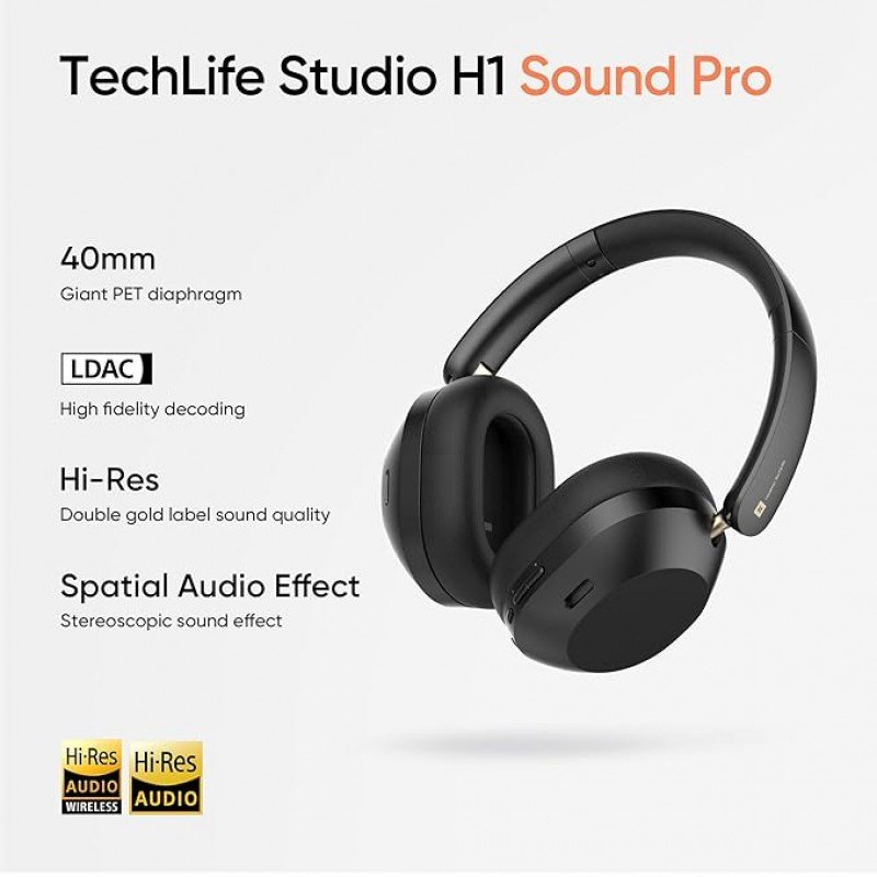 realme TechLife Studio H1 Over The Ear Headphone with 70Hours Playtime 360° Spatial Audio, 40mm Drivers, 80ms Superlow Latency, 43 dB Adaptive ANC-Black realme TechLife Studio H1 Over The Ear Headphone with 70Hours Playtime 360° Spatial Audio, 40mm Drivers, 80ms Superlow Latency, 43 dB Adaptive ANC-Black