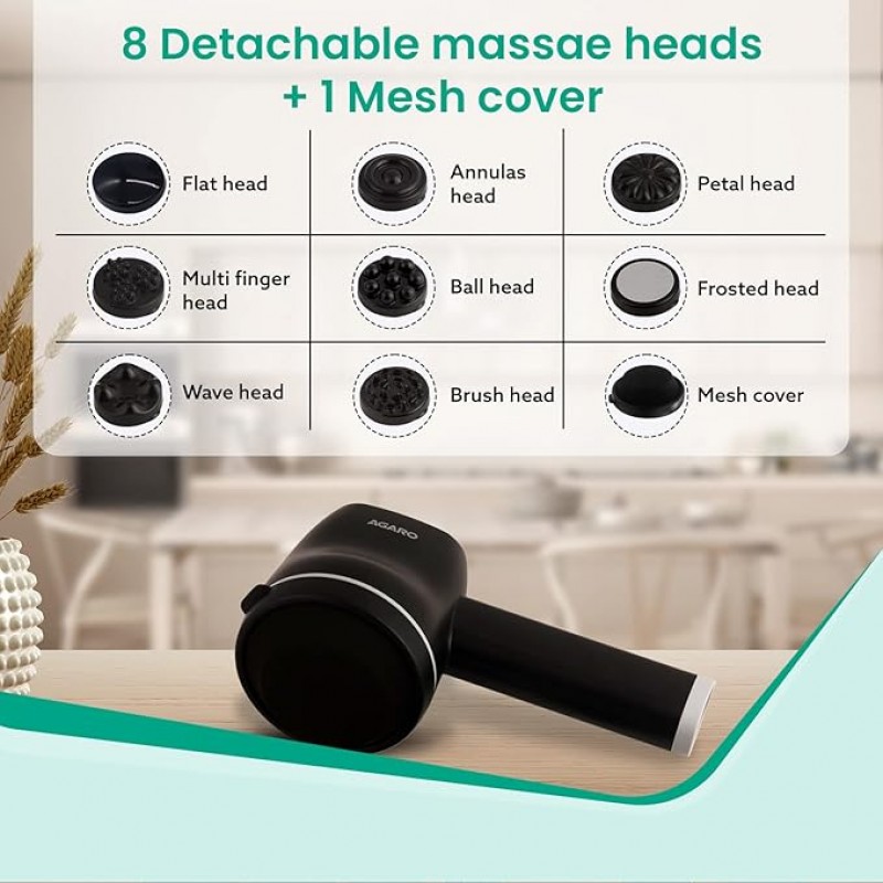 AGARO Alpha Rechargeable Handheld Body Massager With Interchangeable 8 Massage Heads 33625 Massager (Black) AGARO Alpha Rechargeable Handheld Body Massager With Interchangeable 8 Massage Heads 33625 Massager (Black)