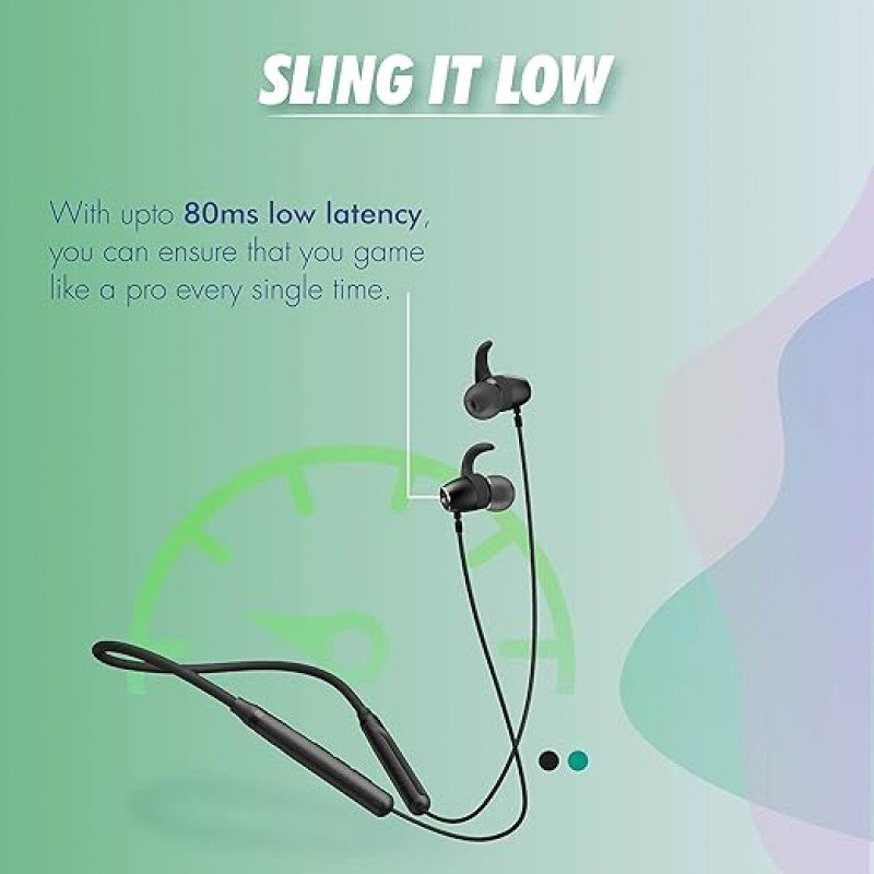 WINGS Sling 100 Neckband Environmental Noise Cancellation ( ENC ) Vibration Alert Bluetooth Headset (Black, In the Ear) WINGS Sling 100 Neckband Environmental Noise Cancellation ( ENC ) Vibration Alert Bluetooth Headset (Black, In the Ear)