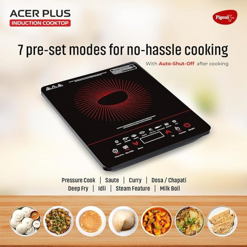Pigeon By Stovekraft 14429 Acer Plus 1800 Watt Induction Cooktop with Feather Touch Control (Black) Pigeon By Stovekraft 14429 Acer Plus 1800 Watt Induction Cooktop with Feather Touch Control (Black)
