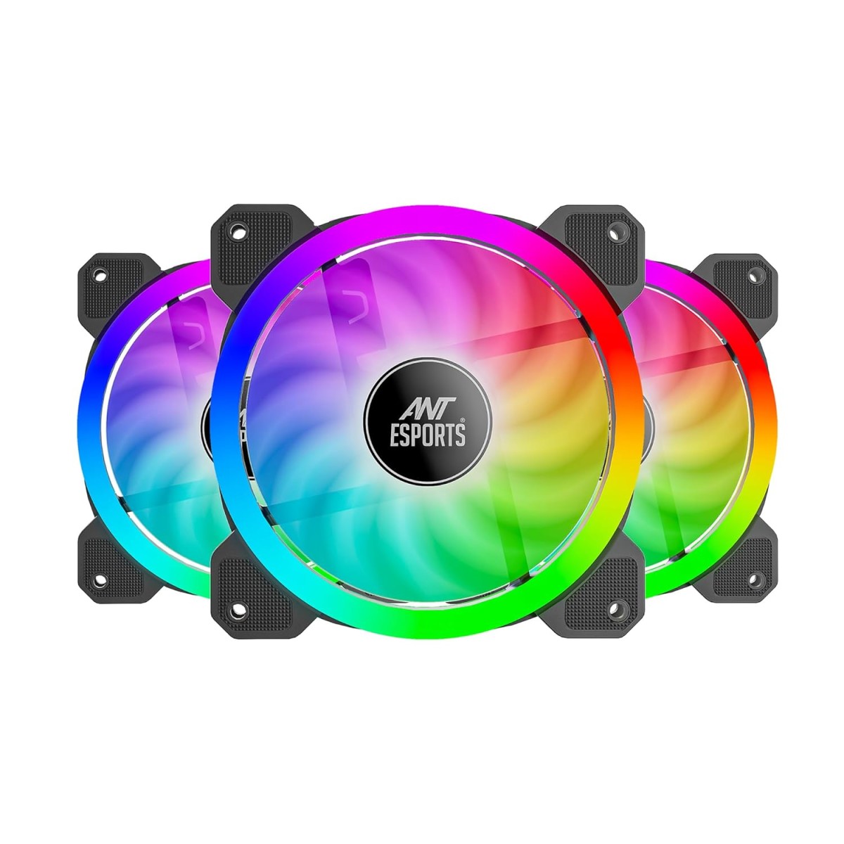 Ant Esports Superflow SF120 KIT 3 IN 1 ARGB Three Dual-Sided ARGB ring light PWM Case Fan Kit - Black