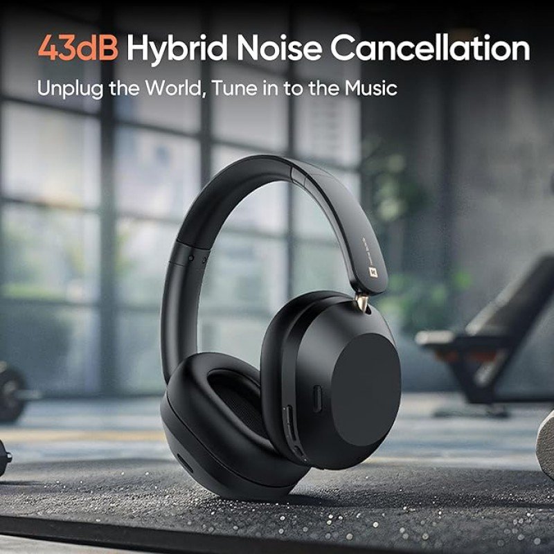 realme TechLife Studio H1 Over The Ear Headphone with 70Hours Playtime 360° Spatial Audio, 40mm Drivers, 80ms Superlow Latency, 43 dB Adaptive ANC-Black realme TechLife Studio H1 Over The Ear Headphone with 70Hours Playtime 360° Spatial Audio, 40mm Drivers, 80ms Superlow Latency, 43 dB Adaptive ANC-Black