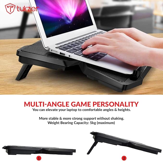 Tukzer Laptop Cooling Pad, Portable Slim Quiet-USB Powered Gaming Cooler Stand Chill Mat| 4-Red-LED Fans| Dual-USB-Port Tukzer Laptop Cooling Pad, Portable Slim Quiet-USB Powered Gaming Cooler Stand Chill Mat| 4-Red-LED Fans| Dual-USB-Port