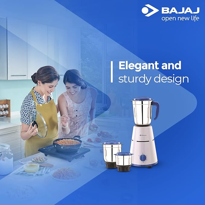 Bajaj Pluto Mixer Grinder, 500W, 3 Jars (White) Bajaj Pluto Mixer Grinder, 500W, 3 Jars (White)