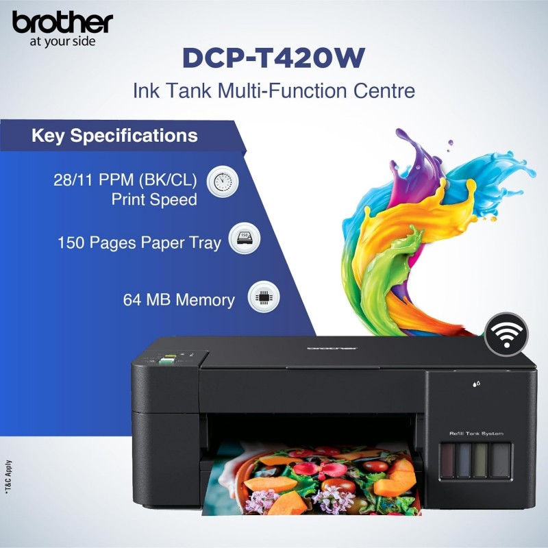 Brother Dcp-T420W All-in One Ink Tank Refill System Solid Ink Printers with Built-in-Wireless Technology, Black (Refurbished) Brother Dcp-T420W All-in One Ink Tank Refill System Solid Ink Printers with Built-in-Wireless Technology, Black (Refurbished)