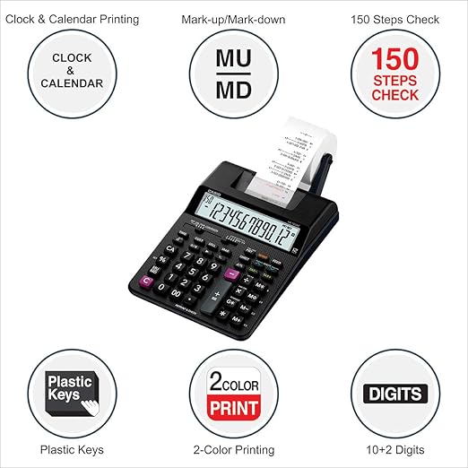 Casio HR-100RC-BK 150 Steps Check - Correct Printing Calculator with Reprint Feature Casio HR-100RC-BK 150 Steps Check - Correct Printing Calculator with Reprint Feature