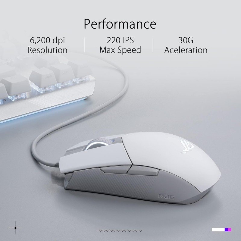 ASUS ROG Strix Impact II Moonlight White Wired Gaming Mouse ASUS ROG Strix Impact II Moonlight White Wired Gaming Mouse