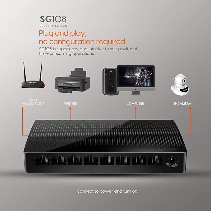 Tenda SG108 10/100/1000Mbps 8 Port Gigabit Desktop Switch