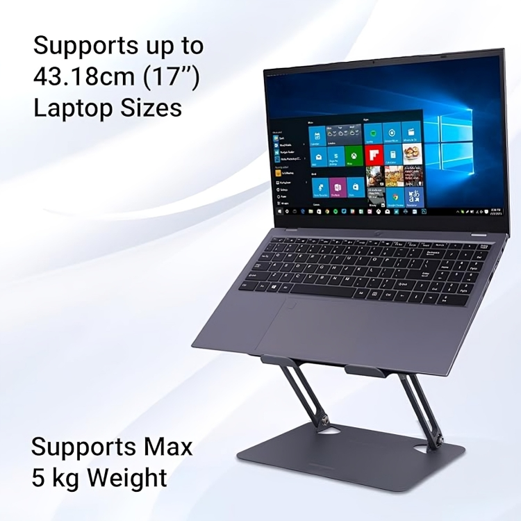Zebronics NS3000 Portable Laptop & Tablet Stand Supports Upto 17” with Max. 5KG Support Carbon Steel Body Zebronics NS3000 Portable Laptop & Tablet Stand Supports Upto 17” with Max. 5KG Support Carbon Steel Body
