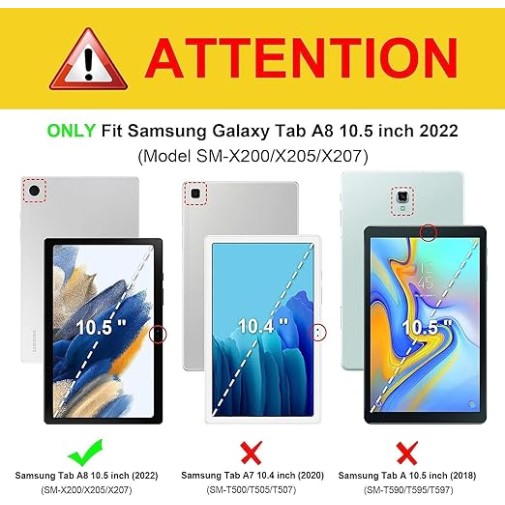 typecase Keyboard Case for Samsung Galaxy Tab A8 (10.5 Inch) Model- SM-X200/X205/X207 with 7-Colors Backlights, Slim Tri Fold Wireless Bluetooth Keyboard with Detachable Tablet Case Cover - (Black) typecase Keyboard Case for Samsung Galaxy Tab A8 (10.5 Inch) Model- SM-X200/X205/X207 with 7-Colors Backlights, Slim Tri Fold Wireless Bluetooth Keyboard with Detachable Tablet Case Cover - (Black)
