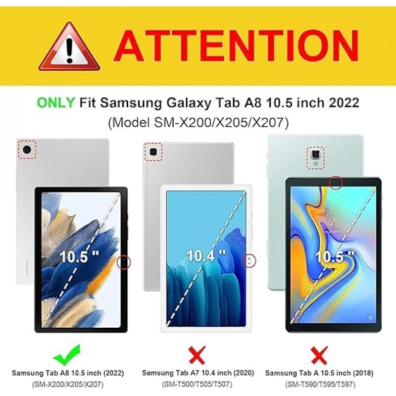 typecase Keyboard Case for Samsung Galaxy Tab A8 (10.5 Inch) Model- SM-X200/X205/X207 with 7-Colors Backlights, Slim Tri Fold Wireless Bluetooth Keyboard with Detachable Tablet Case Cover - (Black) typecase Keyboard Case for Samsung Galaxy Tab A8 (10.5 Inch) Model- SM-X200/X205/X207 with 7-Colors Backlights, Slim Tri Fold Wireless Bluetooth Keyboard with Detachable Tablet Case Cover - (Black)