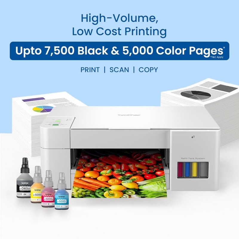 Brother Ink Tank DCP-T426W Multifunction (Print Scan Copy) Color Printer Best for Home, 150 Sheet Paper Tray, WiFi, Print Up to 7.5 K Pages in Black and 5 K in Color Each for (CMY), Free Installation (Refurbished) Brother Ink Tank DCP-T426W Multifunction (Print Scan Copy) Color Printer Best for Home, 150 Sheet Paper Tray, WiFi, Print Up to 7.5 K Pages in Black and 5 K in Color Each for (CMY), Free Installation (Refurbished)
