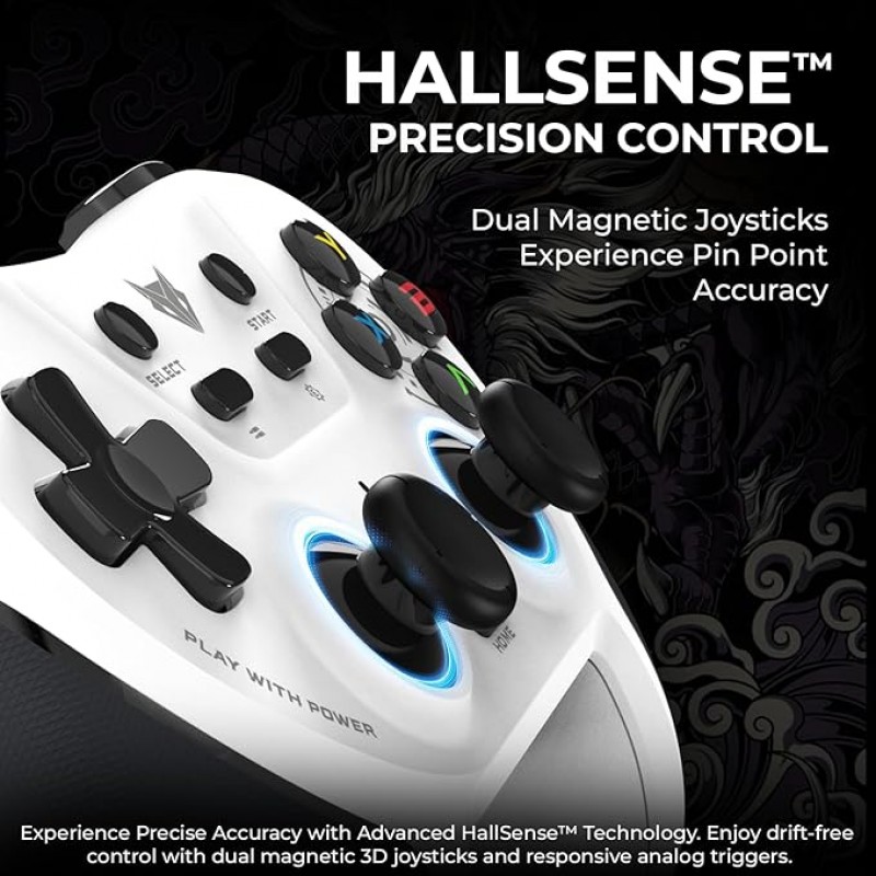 EvoFox One S Universal 3-Mode Wireless Gaming Controller – HallSense™ Precision Joysticks, Bluetooth 5.0, 2.4GHz & Wired Connectivity