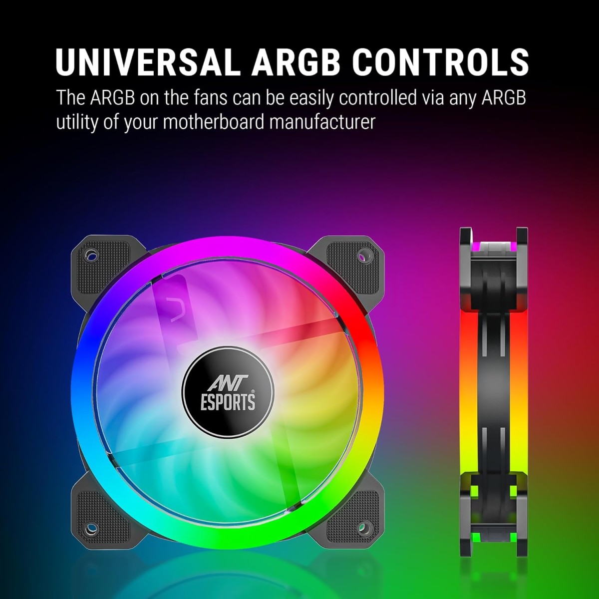 Ant Esports Superflow SF120 KIT 3 IN 1 ARGB Three Dual-Sided ARGB ring light PWM Case Fan Kit - Black