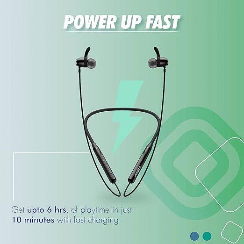 WINGS Sling 100 Neckband Environmental Noise Cancellation ( ENC ) Vibration Alert Bluetooth Headset (Black, In the Ear) WINGS Sling 100 Neckband Environmental Noise Cancellation ( ENC ) Vibration Alert Bluetooth Headset (Black, In the Ear)