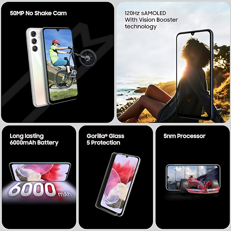 Samsung Galaxy M34 5G (Prism Silver,6GB,128GB)|120Hz sAMOLED Display Samsung Galaxy M34 5G (Prism Silver,6GB,128GB)|120Hz sAMOLED Display