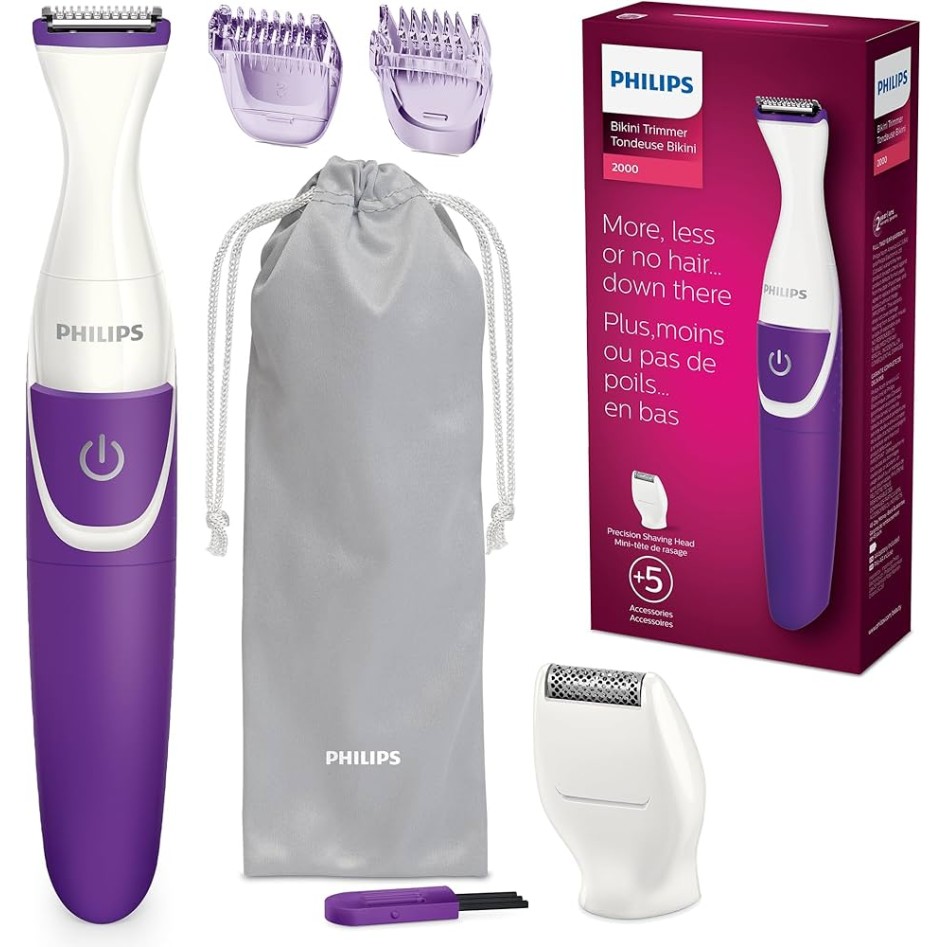 "Philips Body Trimmer for Women – Skin-Friendly Grooming Tool with Rounded Tips | 2-in-1 Trim & Shave | Safe for Arms, Legs & Body"