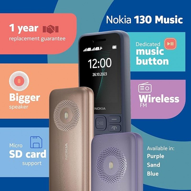 Nokia 130 Music | Built-in Powerful Loud Speaker with Music Player and Wireless FM Radio | Dedicated Music Buttons | Big 2.4 Display | 1 Month Standby Battery Life | Gold Nokia 130 Music | Built-in Powerful Loud Speaker with Music Player and Wireless FM Radio | Dedicated Music Buttons | Big 2.4 Display | 1 Month Standby Battery Life | Gold