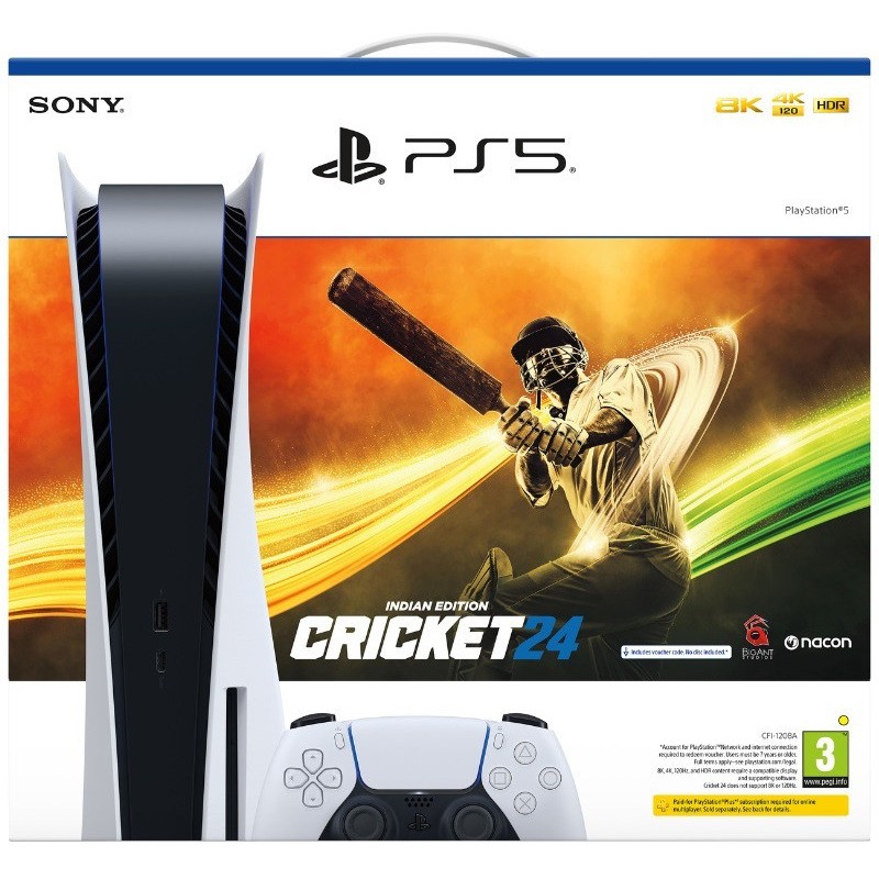 Sony PlayStation 5 Console 825 GB Bundle with Cricket 24 Game (White) Sony PlayStation 5 Console 825 GB Bundle with Cricket 24 Game (White)