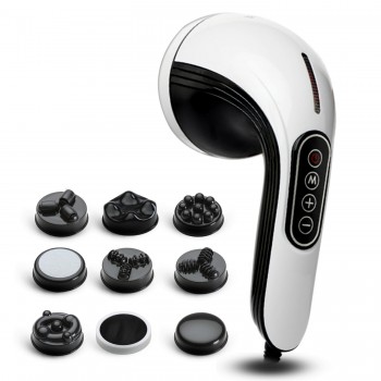 AGARO MARVEL Electric Handheld Full Body Massager with 8 Massage Heads, 5 Mode & 6 Speed Settings (White), Back, Leg & Foot.