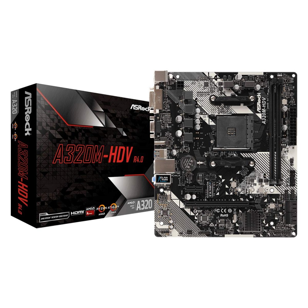 ASRock Amd Ryzen Am4 Compatible With A320 Chip Microatx Motherboard A320M-Hdv R4.0, ddr_4