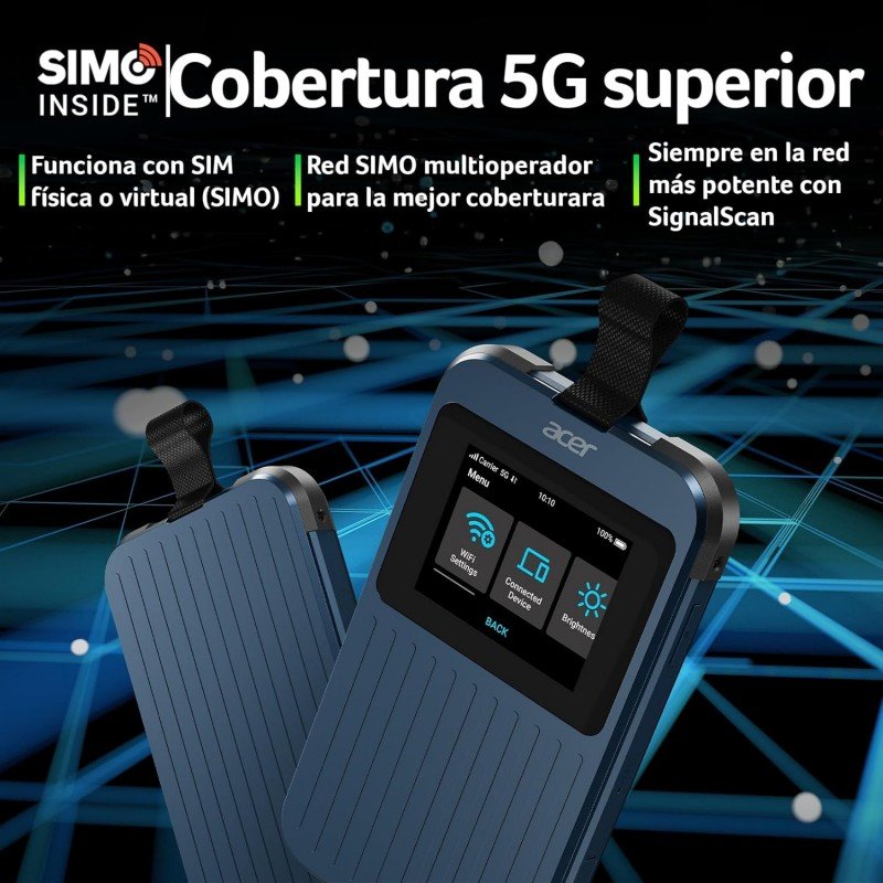 Acer Connect Enduro M3 Wifi 5G Router I 2.4-inch Touchscreen I Ruggedized Design MIL-STD-810H I 2 x 2 MIMO Connectivity I 6500mAh Battery I IP54 Certified, vSIM & Physical SIM support I USB 3.0 Type C Acer Connect Enduro M3 Wifi 5G Router I 2.4-inch Touchscreen I Ruggedized Design MIL-STD-810H I 2 x 2 MIMO Connectivity I 6500mAh Battery I IP54 Certified, vSIM & Physical SIM support I USB 3.0 Type C