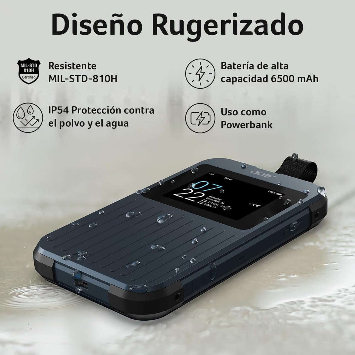 Acer Connect Enduro M3 Wifi 5G Router I 2.4-inch Touchscreen I Ruggedized Design MIL-STD-810H I 2 x 2 MIMO Connectivity I 6500mAh Battery I IP54 Certified, vSIM & Physical SIM support I USB 3.0 Type C