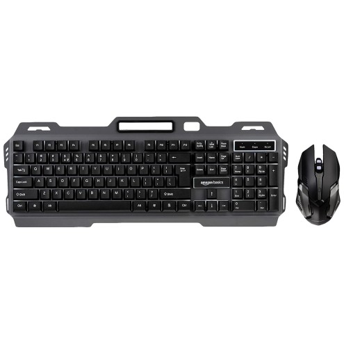 Amazon Basics Wired Gaming Keyboard and Mouse Combo Multicolor RGB LED Backlight Effects, Multimedia Keys, Durable Aluminum Body Amazon Basics Wired Gaming Keyboard and Mouse Combo Multicolor RGB LED Backlight Effects, Multimedia Keys, Durable Aluminum Body