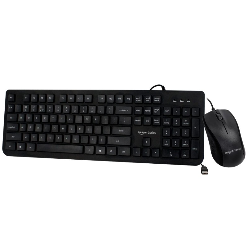 Amazon Basics Wired Keyboard and Optical Mouse Combo for Windows, USB 2.0 Interface, for Gaming PC, Computer, Laptop, Mac (Black) Amazon Basics Wired Keyboard and Optical Mouse Combo for Windows, USB 2.0 Interface, for Gaming PC, Computer, Laptop, Mac (Black)