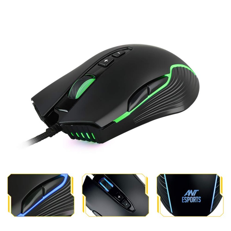 Ant Esports GM500 RGB Wired Gaming Mouse | 6 DPI Sensitivity Level adjustments | Equipped with HUANO Mouse switches