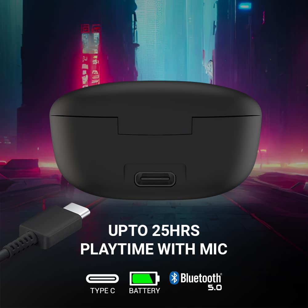 Ant Esports Infinity Bluetooth Truly Wireless in Ear Earbuds, Gaming Earbuds | Low Latency with Dedicated Gaming Mode | Bluetooth 5.0 |IPX4 Rating | Upto 25Hrs Playtime with mic - Military Green