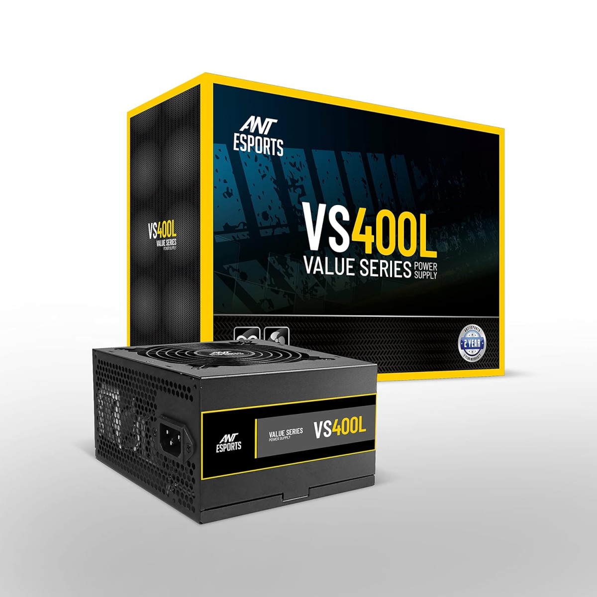 Ant Esports VS400L NonModular High Efficiency Gaming Power Supply PSU with Continuous Power and 120mm Silent Fan